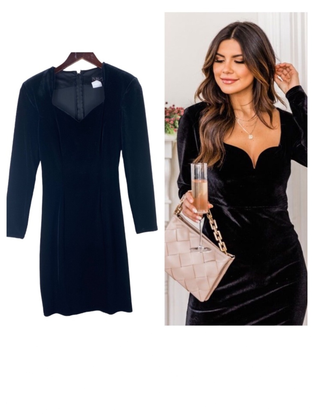 Vtg 90s Y2K Niki Livas Dress Sz 4 Small Velour Velvet Black Evening Cocktail - Picture 1 of 4